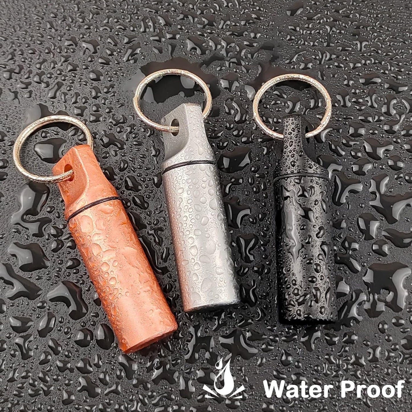 Small Pill Organizer Box Waterproof Keychain Pill Holder Portable Travel Pill Container Metal Case with Keyring for Outdoor Camping Travel