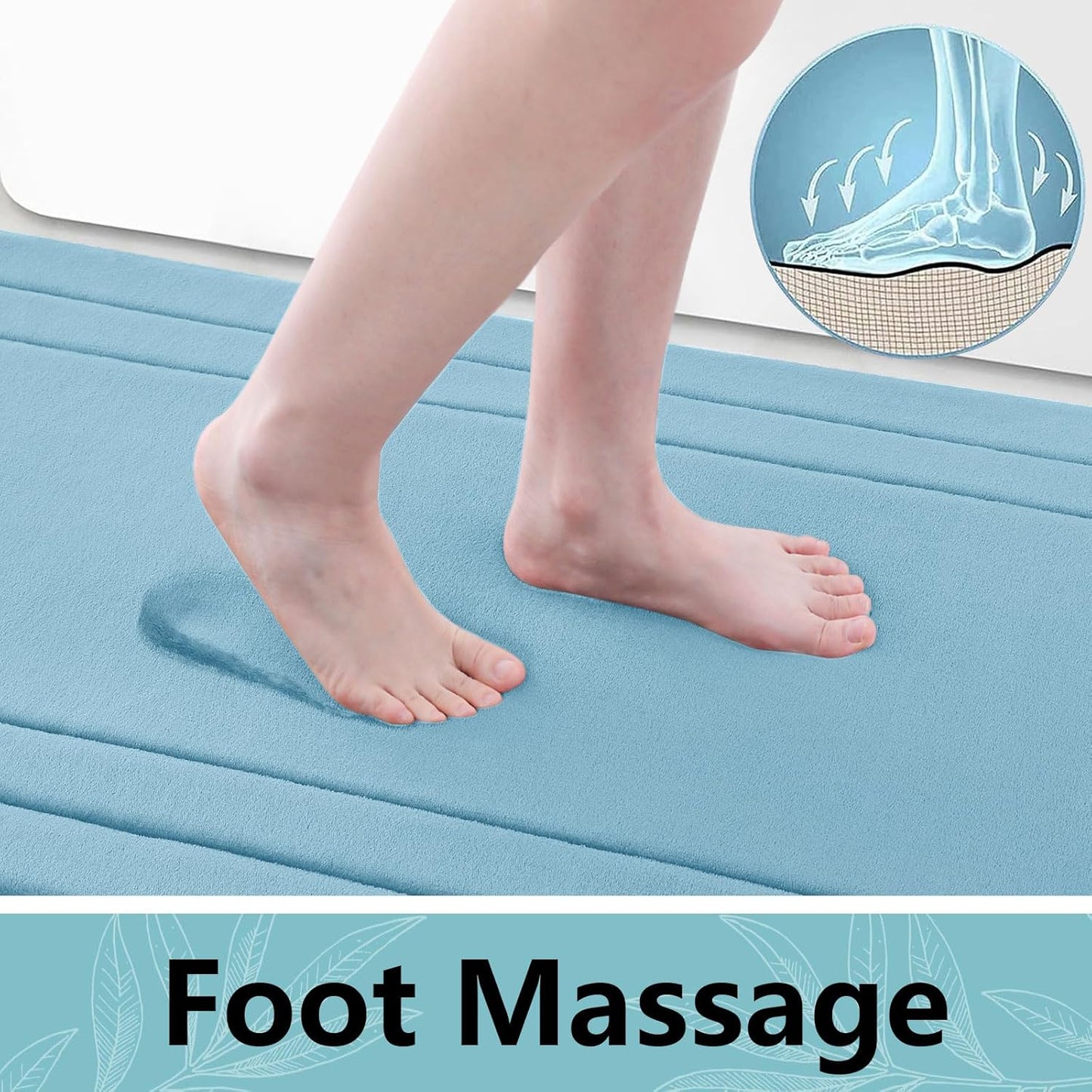 Arotive Memory Foam Bathroom Rug Mat 59x24, Ultra Soft and Absorbent Bath Mat, Machine Wash Dry, Comfortable Bath Rug Carpet for Bathroom Floor, Tub and Shower, Blue