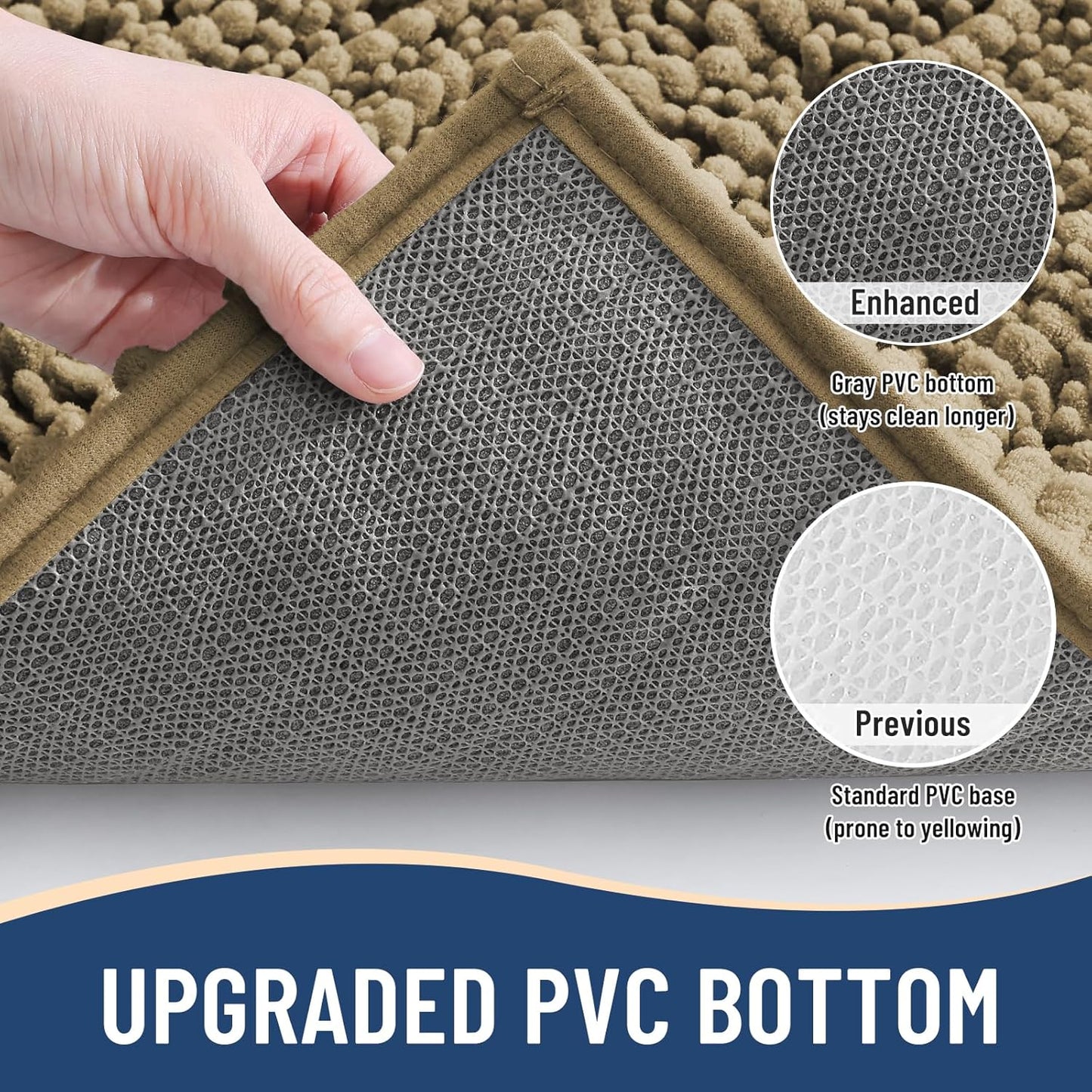 Arotive Luxury Chenille Bathroom Rug Mat, Extra Soft Thick Absorbent Shaggy Bath Rugs, Non-Slip Machine Wash Dry, Plush Bath Mats for Bathroom, Shower and Tub, 40x24, Camel