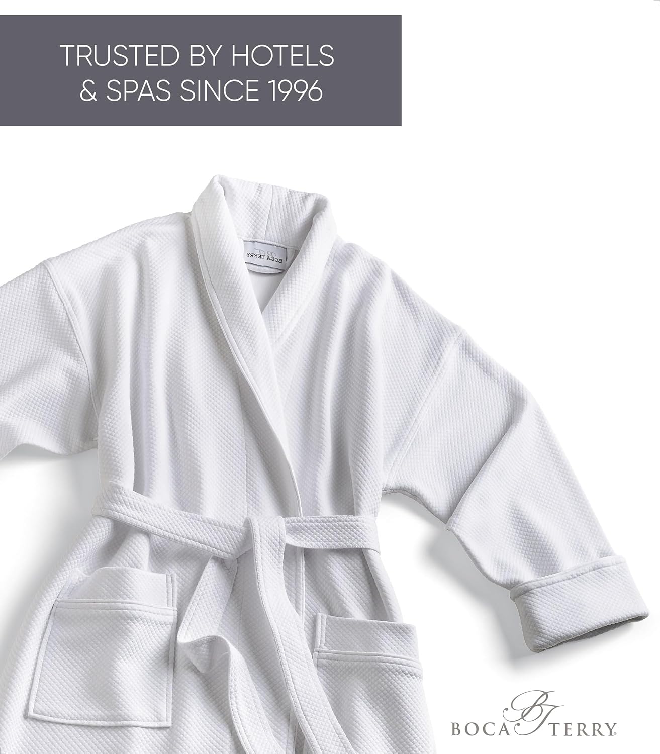 Boca Terry Mens Soft Waffle Knit Robe - Long Spa, Resort & Hotel Bathrobe for Men - Luxury Bath Robe