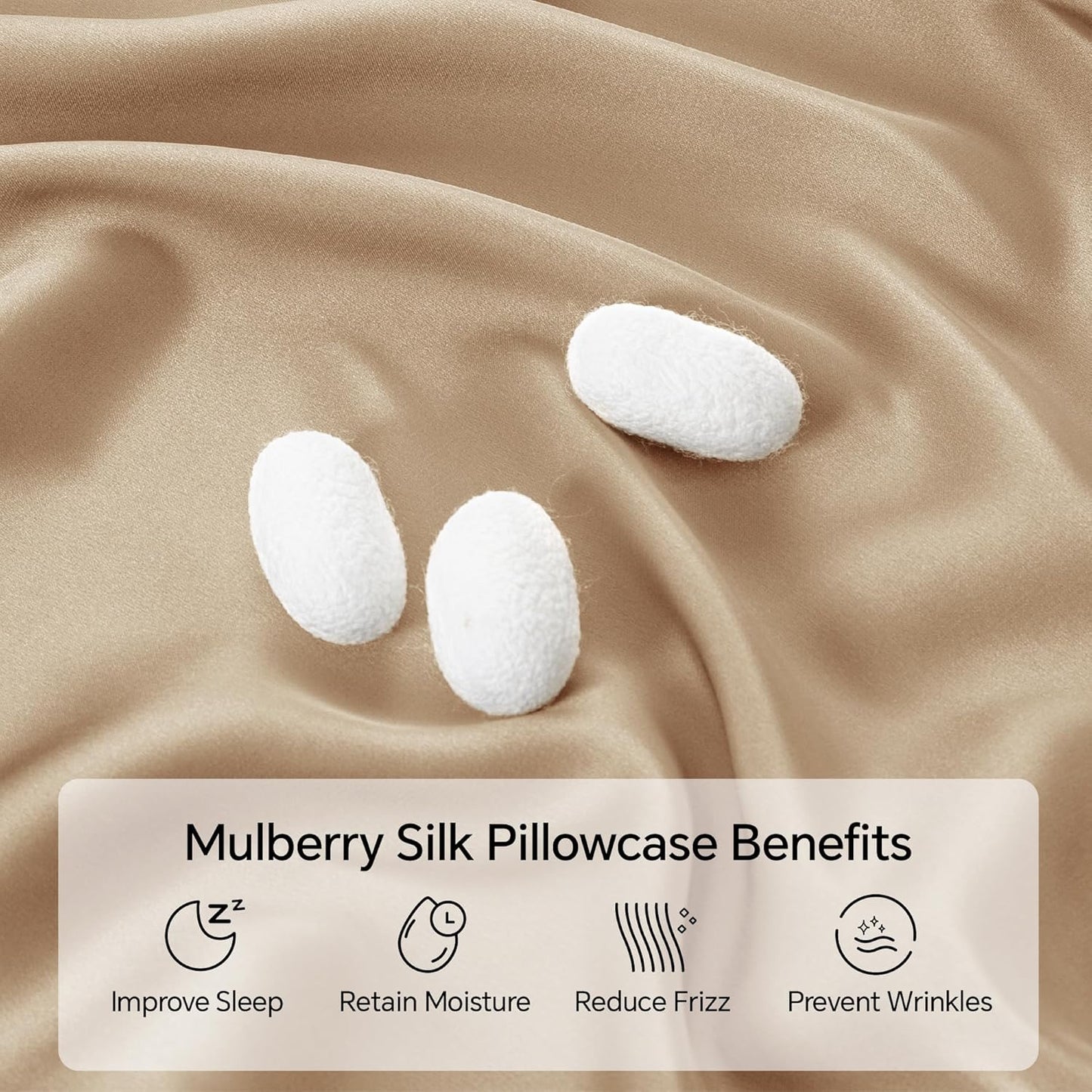 INFIIXSO Mulberry Silk Pillowcase for Hair and Skin, Silk Pillow Cases Queen Size with Hidden Zipper 20x30 Inches, Super Smooth and Soft Cooling Pillow Cases for Hot Sleepers(Champagne, 1 Pack)