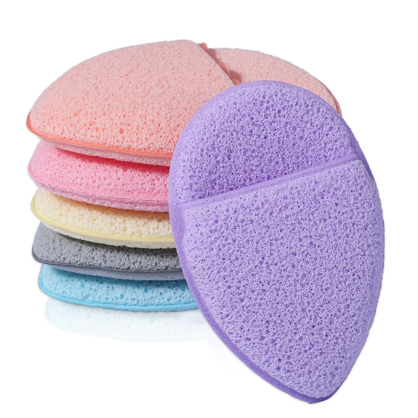 6 PCS Exfoliating Sponge for Face Reusable Facial Cleansing Sponges Makeup Remover Pads Colorful Soft Wash Puff for Daily Cleansing