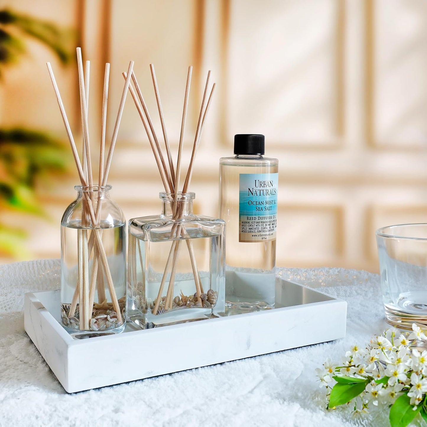 Urban Naturals Garden Lavender Reed Diffuser Oil Set with Reed Sticks – Calming, Herbal Fragrance - Made in The USA
