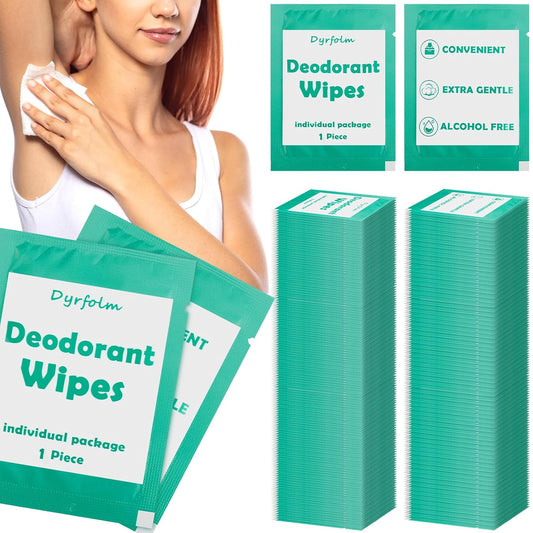 200 Pcs Underarm Deodorant Wipes,Travel Deodorant Wipes,Individually Wrapped Antiperspirant Wipe,Sweat Body Wipe for Women Men Adults Sports Travel Essentials (Green)