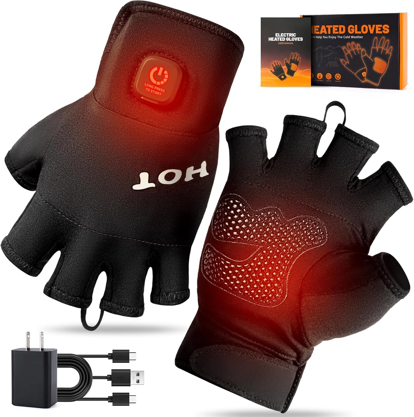 Heated Gloves for Men Women- Rechargeable Electric Touchscreen Cold Winter Work Arthritis Pain Relief Hand Warmers Hot Compress, Heated Gloves for Cold Winter Arthritis Hands Hunting Skiing