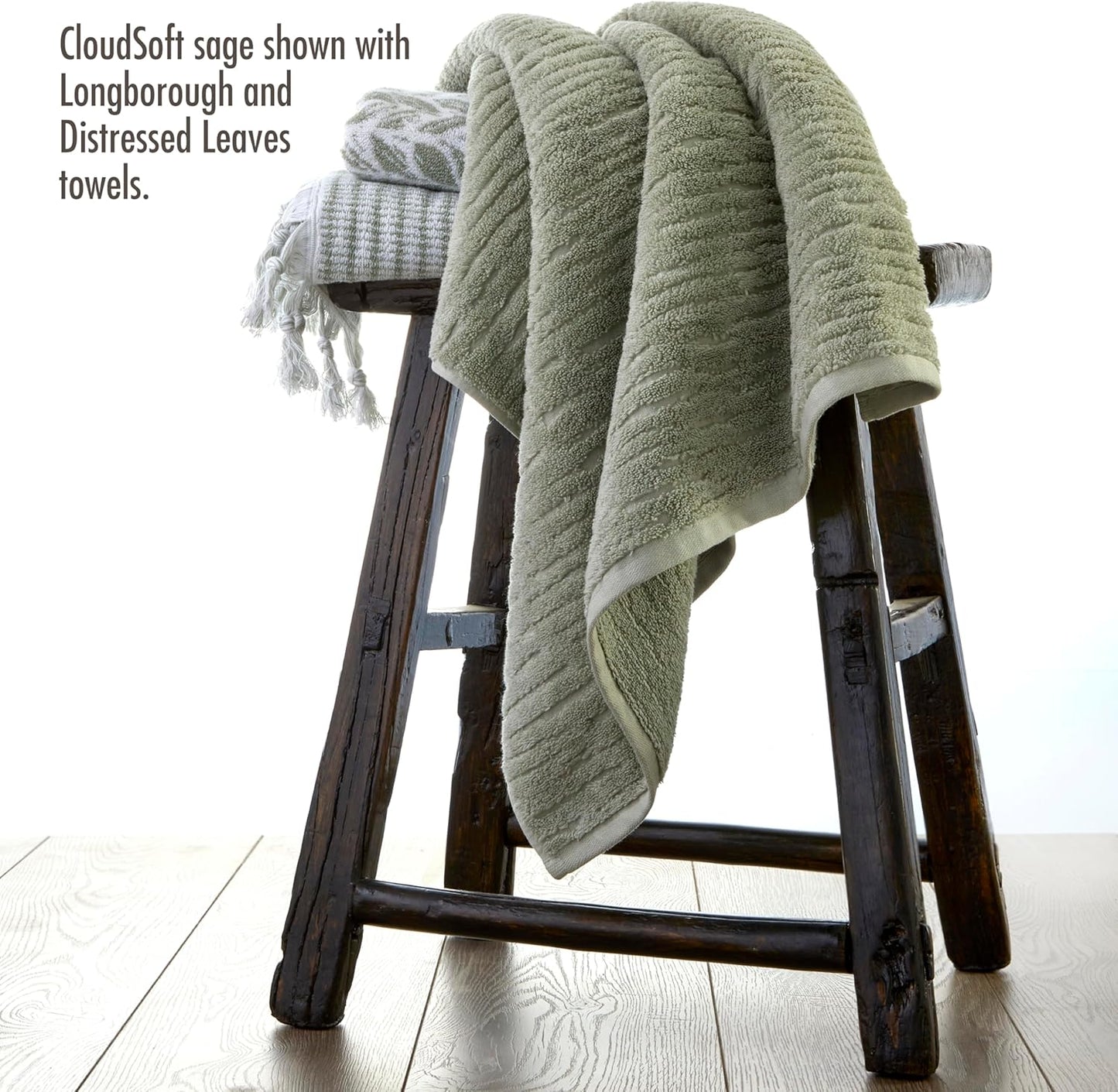 SKL Home CloudSoft Cotton Luxury 2-Piece Hand Towel Set, Sage