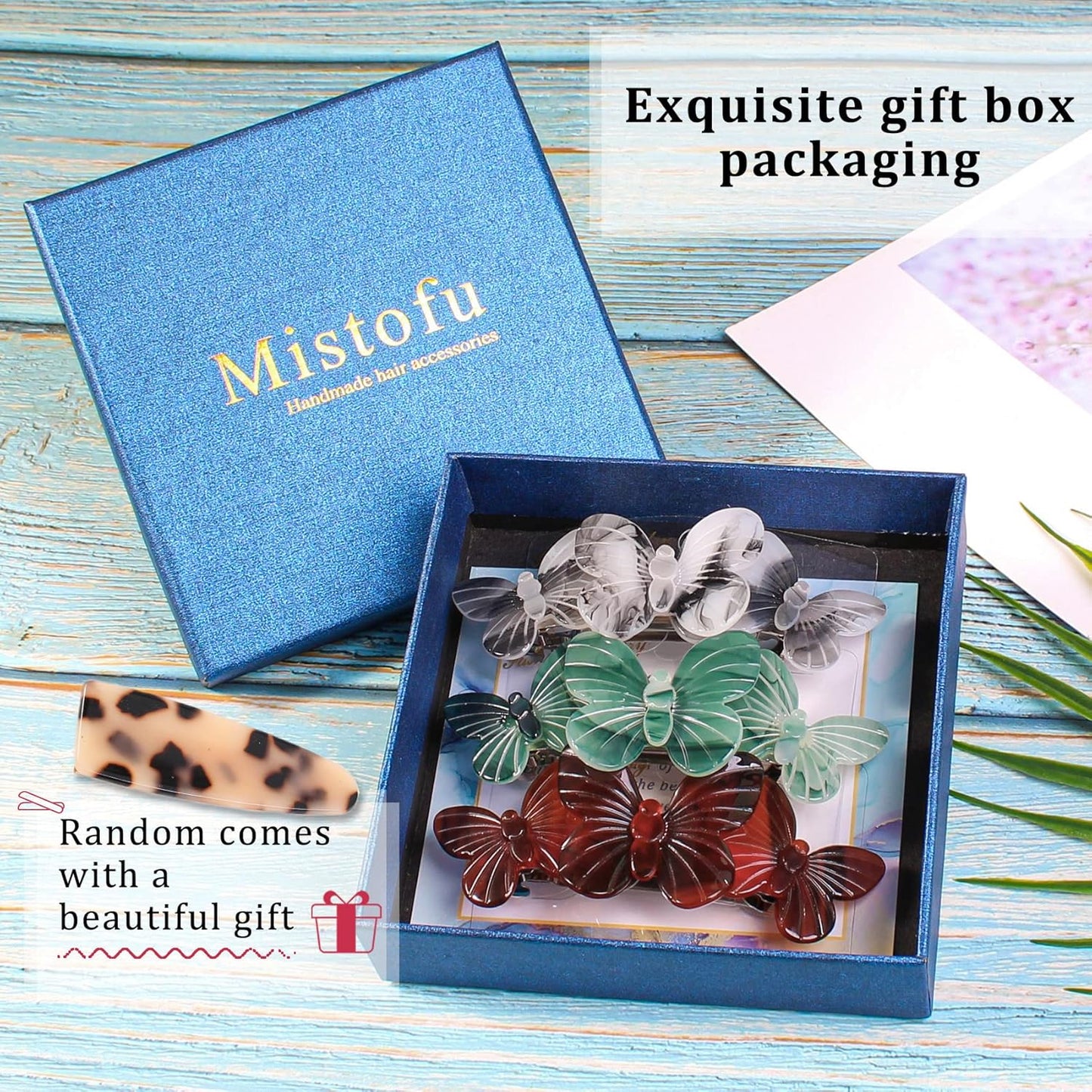 Hair Barrettes, 3pcs Large Hair Barrettes for Thick Hair, Elegant French Barrettes Retro Hair Accessories for Women Daily Wear, Light blue