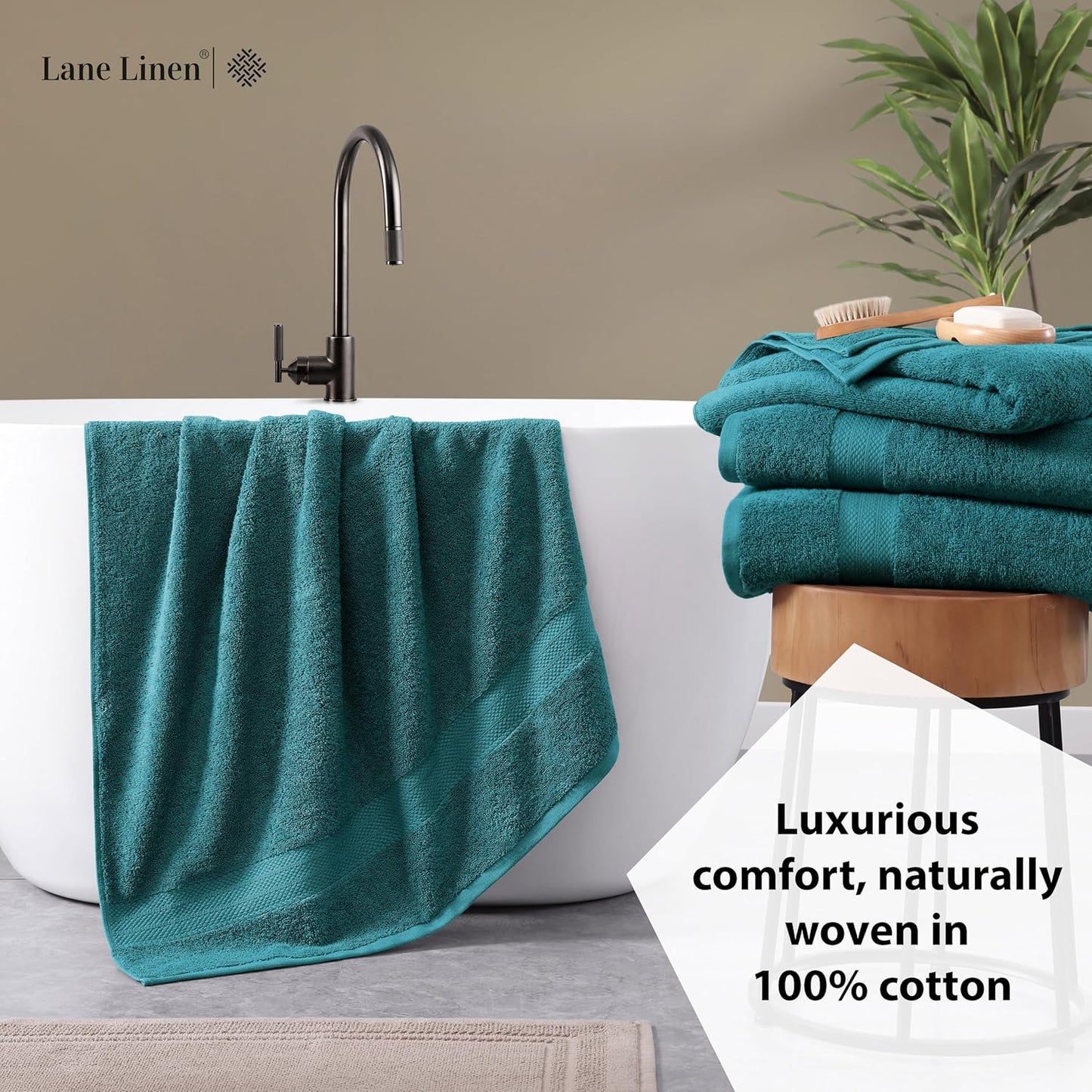 LANE LINEN 100% Ring Spun Cotton Bath Sheets (35"x66") - 4 Pcs - Extra Large Bath Towel Set - Quick Drying, Soft & Absorbent Oversized Bathroom Towels - Remain Soft After Multiple Washes - Sea Port