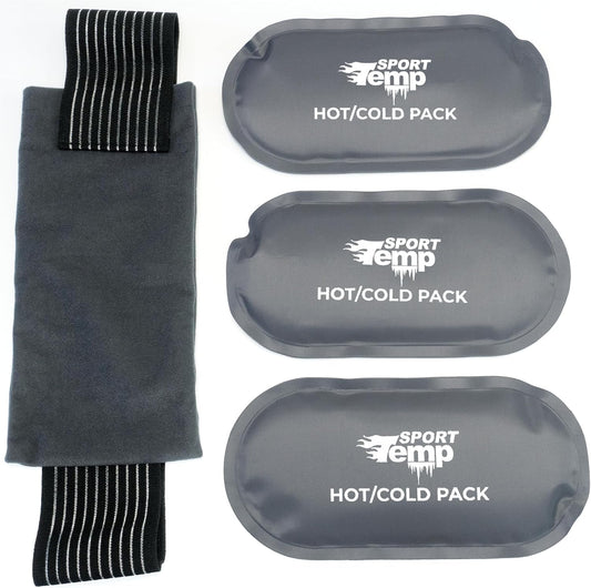 Hot & Cold Reusable Gel Packs (3 Packs + Adjustable Strap) Flexible Soft Compress - Ice & Heat Therapy for Injuries, Back, Shoulder, Hip, Knee, Joint Pain, Swelling, Bruises, Post Surgery - Sport Temp