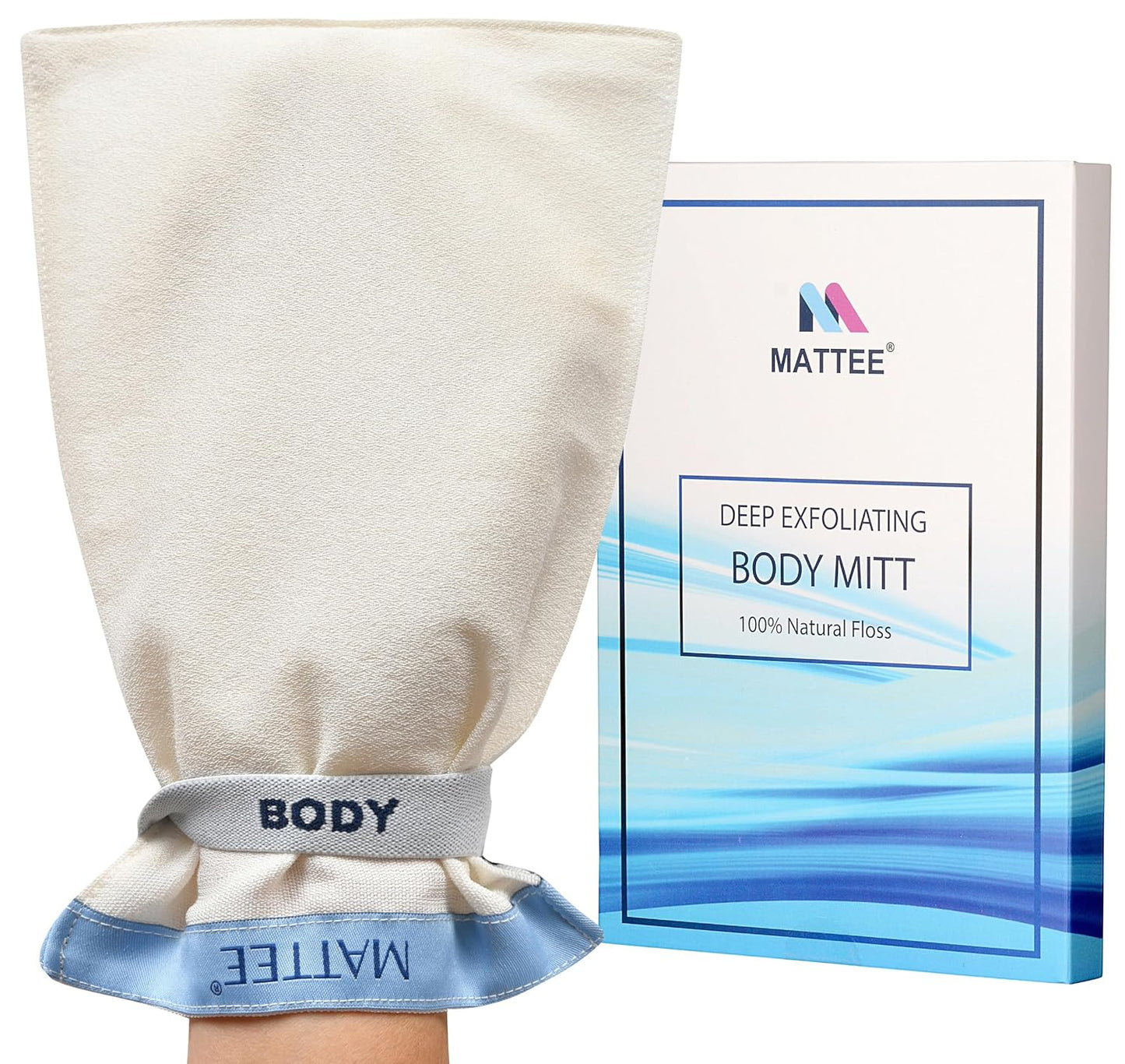 MATTEE 100% Natural Premium Deep Exfoliating Mitt, Exfoliating Glove, Korean Exfoliating Mitt, Kese Exfoliating Glove, Visibly Lifts Away Dead Skin, No Dye