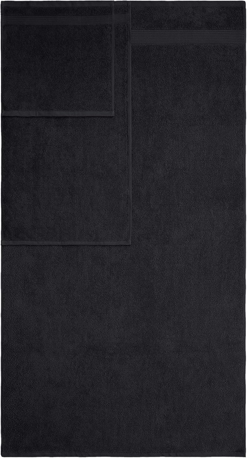 American Veteran Towel, 6 Piece Towel Set for Bathroom, 100% Cotton Turkish Bathroom Towels, 2 Bath Towels 2 Hand Towels 2 Washcloths, Black