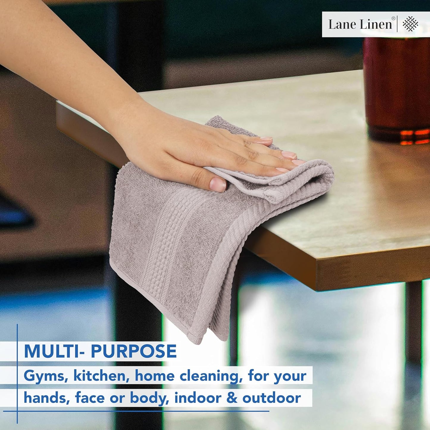 LANE LINEN 100% Cotton Wash Cloths - 24 Pcs - Spa & Salon Quality - Ring Spun Cotton Face Cloths - Soft & Absorbent Washcloths for Body, Beauty, Home, Gym - Fingertip Towels Set - 13"x13", Platinum