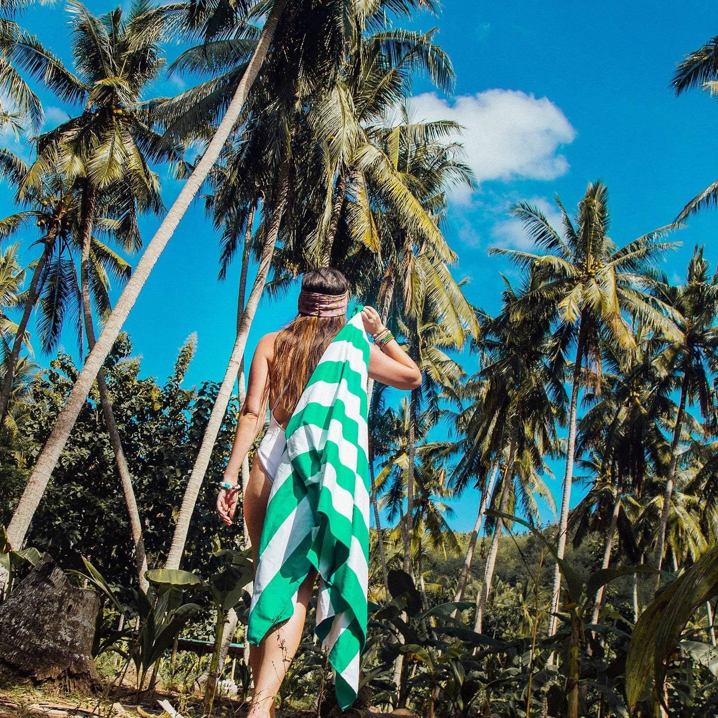Dock & Bay Beach Towel - Quick Dry, Sand Free - Compact, Lightweight - 100% Recycled - Includes Bag - Cabana - Cancun Green - Extra Large (200x90cm, 78x35)