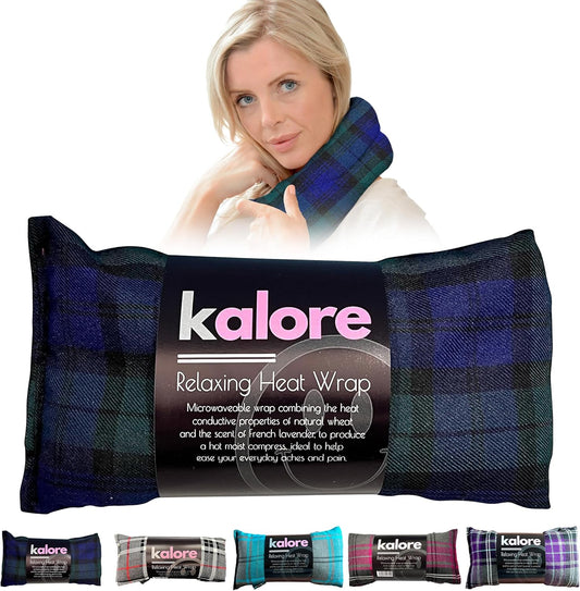 Microwavable Heating Pads for Winter Warmth, Back, Stomach & Head Comfort – Kalore Soft Cotton Tartan Neck Wrap – Even Heat Distribution Hot Compress Bag –Wheat Heat Pad XL – Unscented – Black Watch