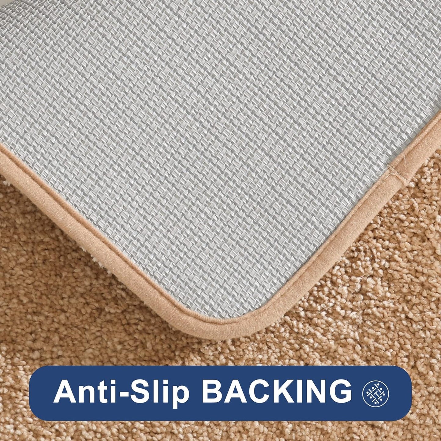 COSY HOMEER Bath Rugs for Bathroom Extra Thick - Anti-Slip Bath Mats Soft Plush Yarn Shaggy 100% Strong Mirco Polyeste Mat Living Room Bedroom Mat Floor Water Absorbent(Beige,20x32 - Inches)