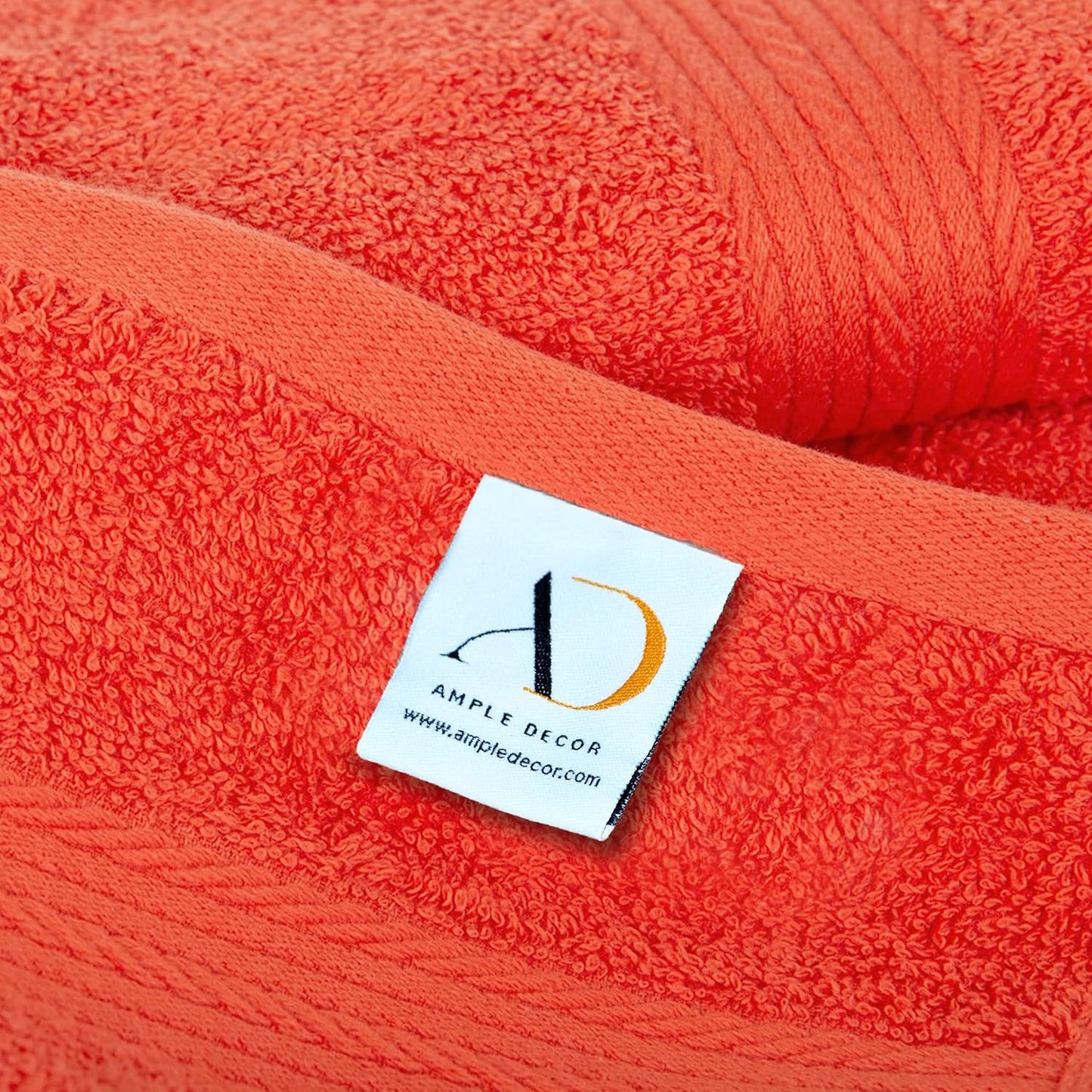 Ample Decor Hand Towel 18 X 28 Inch Pack of 6 600 GSM 100% Cotton,Oeko Tex Certified Soft Absorbent Thick Durable Premium Quality, for Hotel, Bathroom, Spa, Daily Use, Gym - Machine Washable-Orange