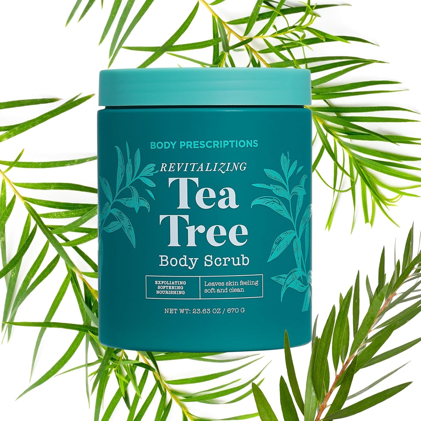 Body Prescriptions Exfoliating Body Scrub – Body Cleanser for Nourished, Ultra-Smooth Skin, Tea Tree