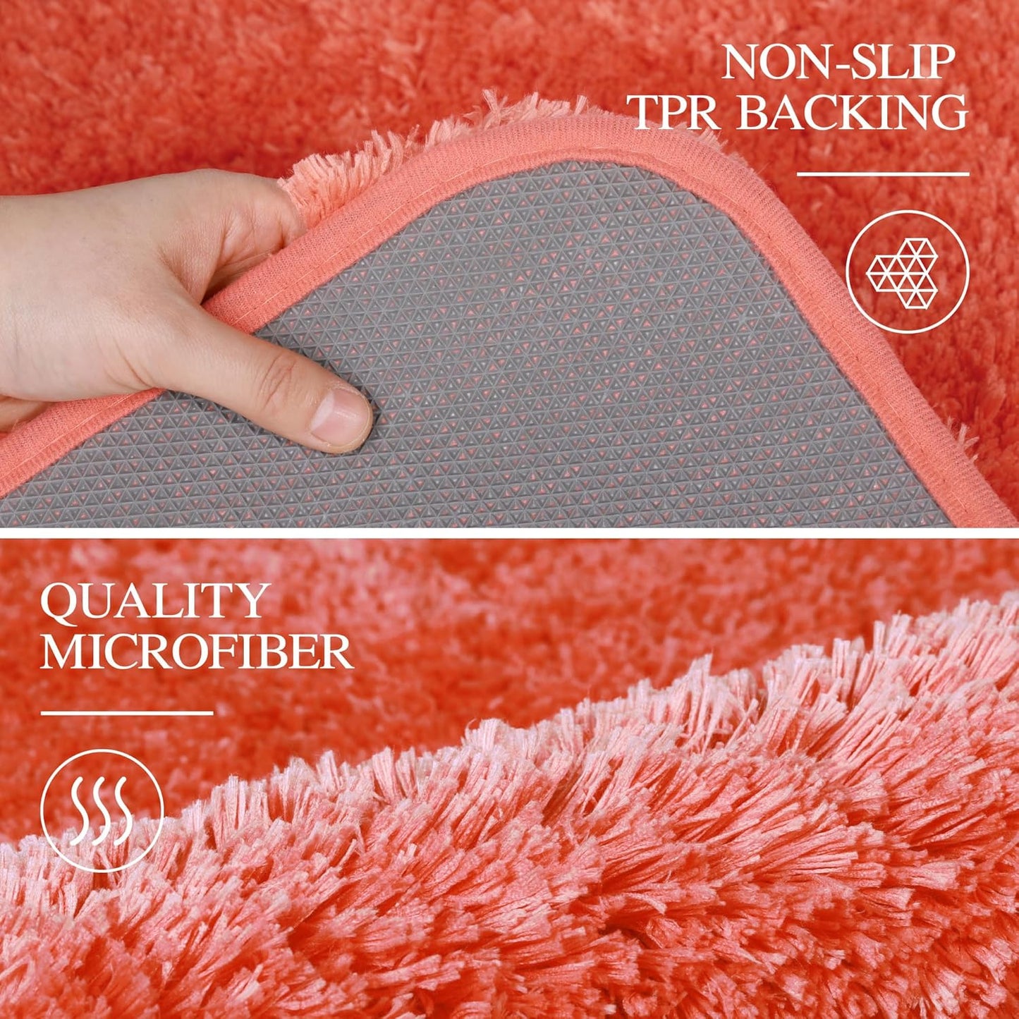 Walensee Large Bathroom Rug (24 x 72, Living Coral) Extra Soft and Absorbent Shaggy Mat Machine Washable Microfiber Bath Mat, Non Slip Bath Mat, Luxury Bathroom Floor Mats