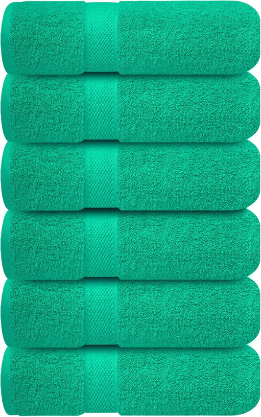 Infinitee Xclusives Green Hand Towels for Bathroom - Set of 6 (16x28 inches) 600 GSM, 100% Cotton Ultra Soft, Quick Drying, Hotel Quality Hand Towel Set (Vivid Green)