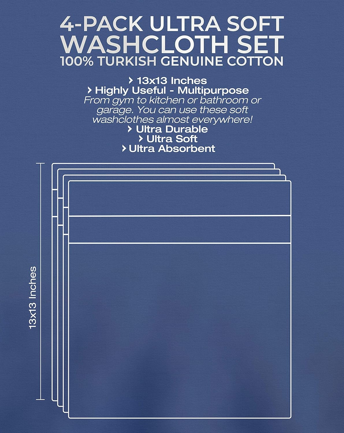 American Veteran Towel, 100% Cotton Turkish Washcloths for Bathroom Essentials 4 Pack, Soft Absorbent Wash Cloths Quick Drying Small Towels Washrags, Mint Green