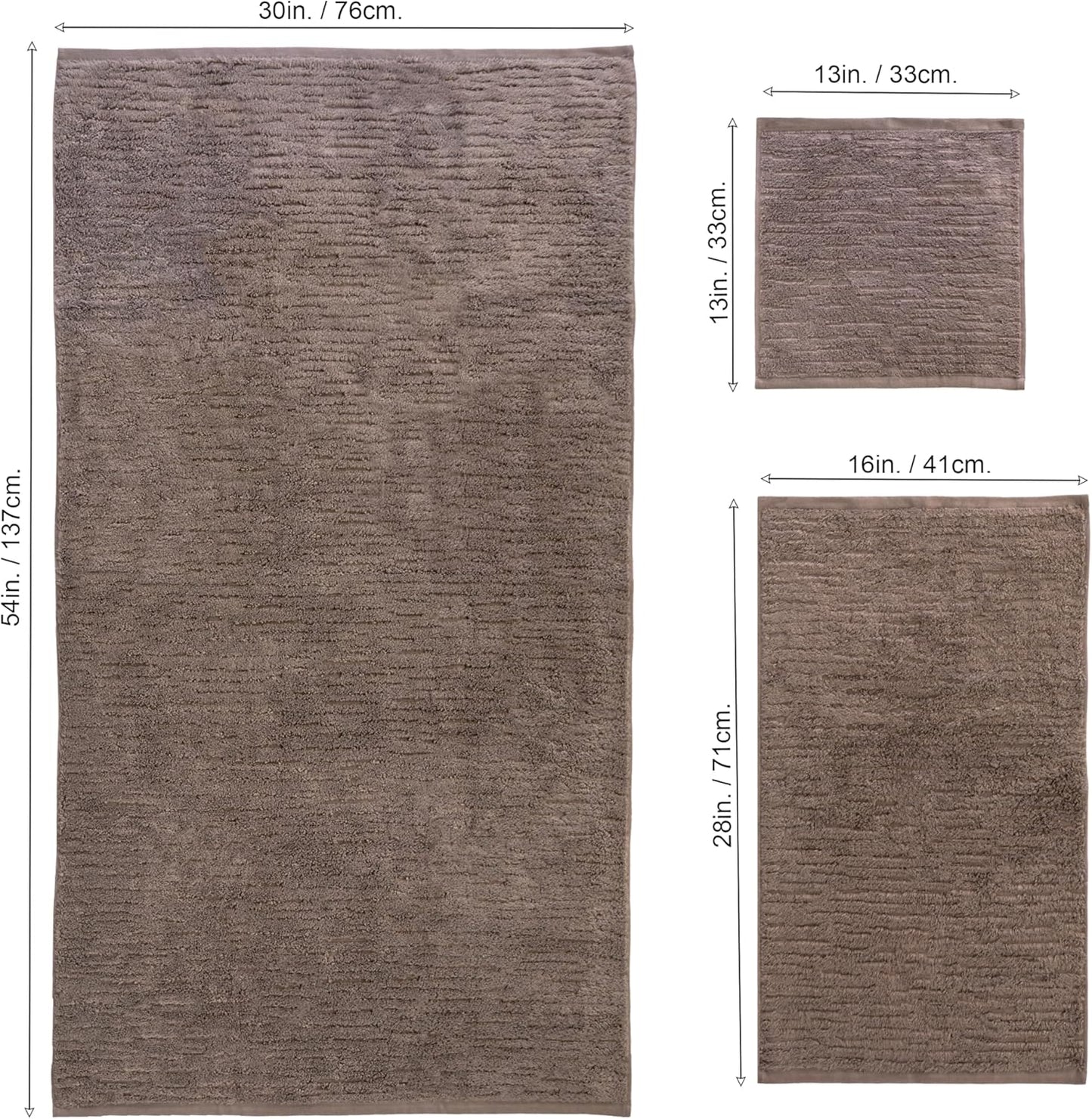 SKL Home CloudSoft Cotton Luxury 6 Pc Towel Set for Bath & Gift, Mink Brown