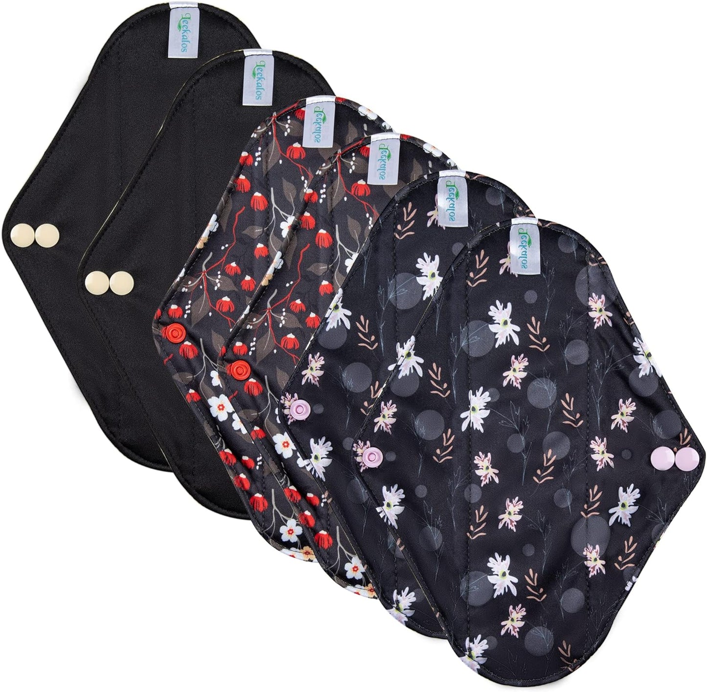 Leekalos Reusable Menstrual Pads - Bamboo Menstrual Cloth Pads | Light Incontinence Pads | Reusable Sanitary Pads - Pack of 6, 1 Cloth Mini Wet Bag