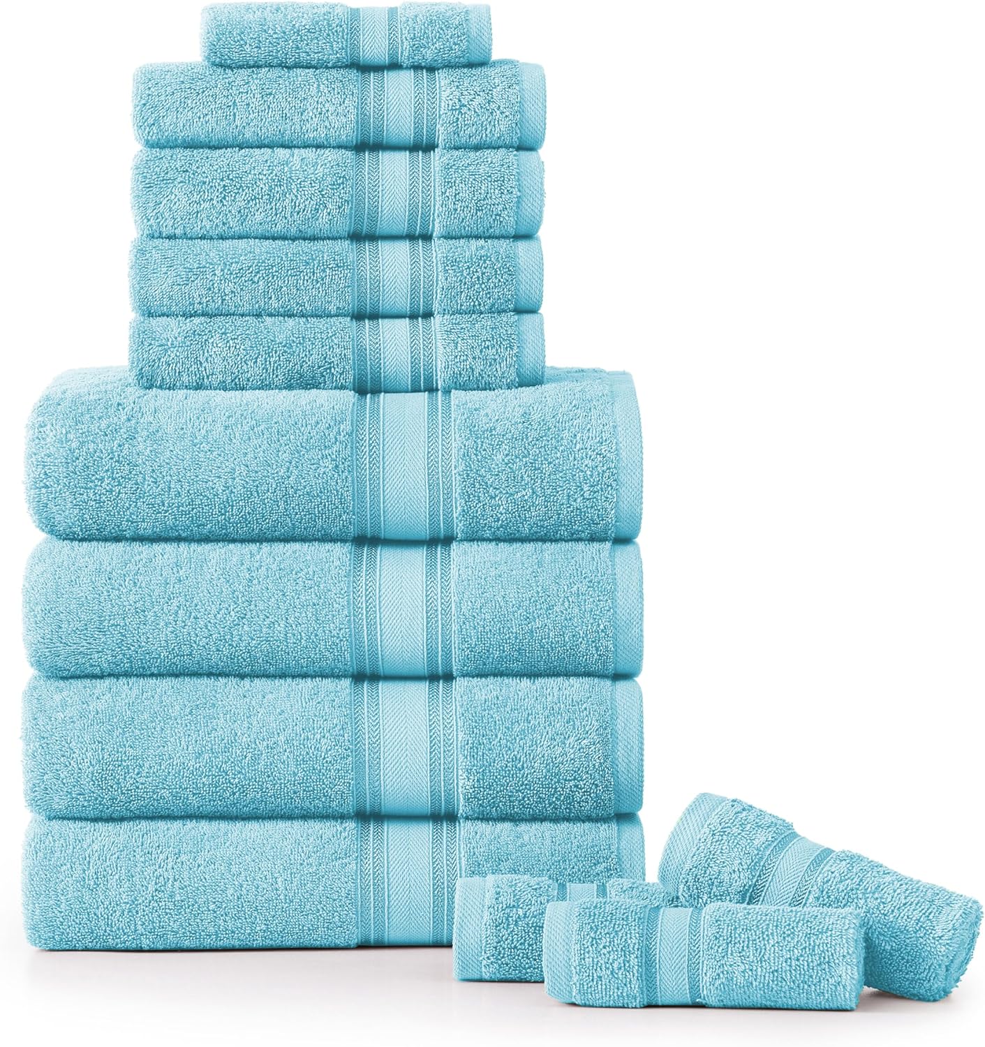 LANE LINEN Luxury Bath Towels Set - 12 Piece, 100% Cotton, Zero Twist, Super Soft & Absorbent, Includes 4 Bath Towels, 4 Hand Towels, 4 Washcloths - Blue