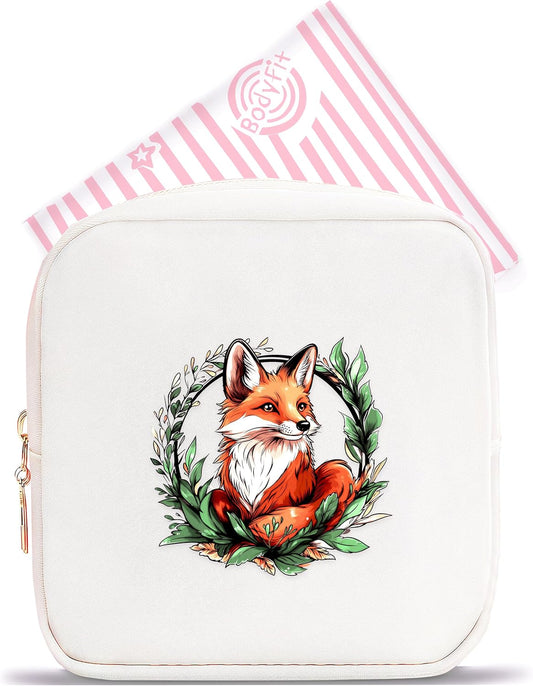 Fox Mini Makeup Bag, Fox Gift For Women Girls, Cute Portable Zipper Pouch Cosmetic Bag For Teen Girls Kids, Small Storage Bag For Sanitary Pad, Period napkin bag!