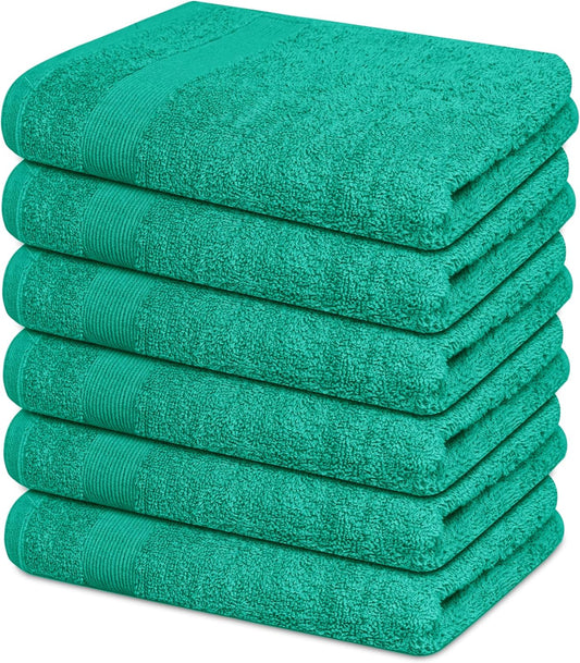 Premium Hand Towels Pack of 6 (16" x 30”) 100% Combed Ring Spun Cotton | Highly Absorbent Hand Towels Set | Ultra Soft for Home, Gym & Spa (Sea Green)
