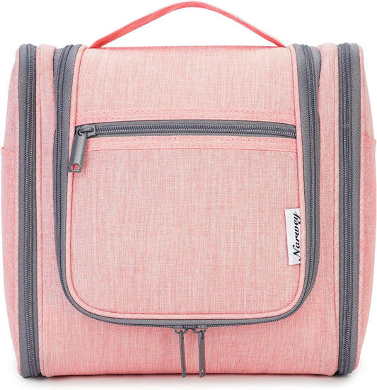 Narwey Hanging Toiletry Bag for Women Travel Makeup Bag Organizer Toiletries Bag for Cosmetics Essentials Accessories(Large, Pink)