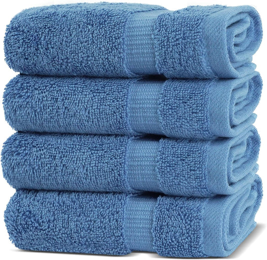Chakir Turkish Linens | Hotel & Spa Quality 100% Cotton Premium Turkish Towels | Soft & Absorbent (4-Piece Washcloths, Wedgewood)
