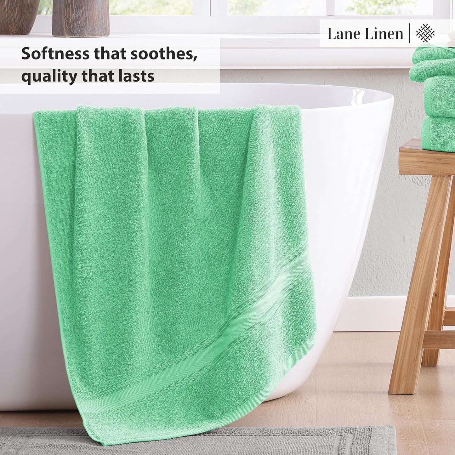 LANE LINEN Luxury Bath Towels Set - 3 Piece Set, 100% Cotton Bathroom Towels, Zero Twist, Quick Shower Towels, Absorbent Bath Towel, Super Soft, 1 Bath Towel, 1 Hand Towel, 1 Wash Cloths - Aqua Sky