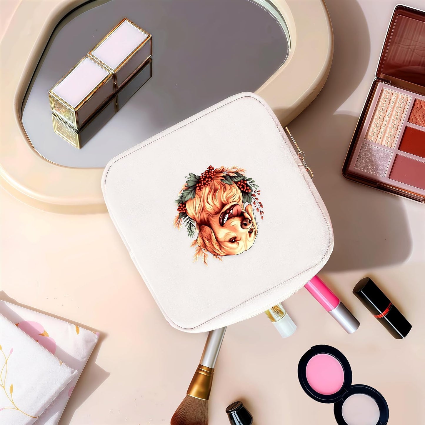 Golden Retriever Mini Makeup Bag, Gift For Women Girls, Cute Portable Zipper Pouch Cosmetic Bag For Teen Girls Kids, Small Storage Bag For Sanitary Pad, Period napkin bag!