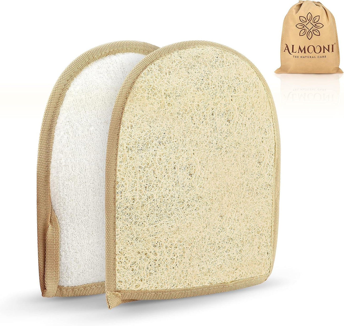 Premium Exfoliating Loofah Glove Pad Body Scrubber. Our Mitt Gloves are Made of Natural Egyptian Shower Loufa Sponge That Gets You Clean, Not Just Spreading Soap (2 Pack)