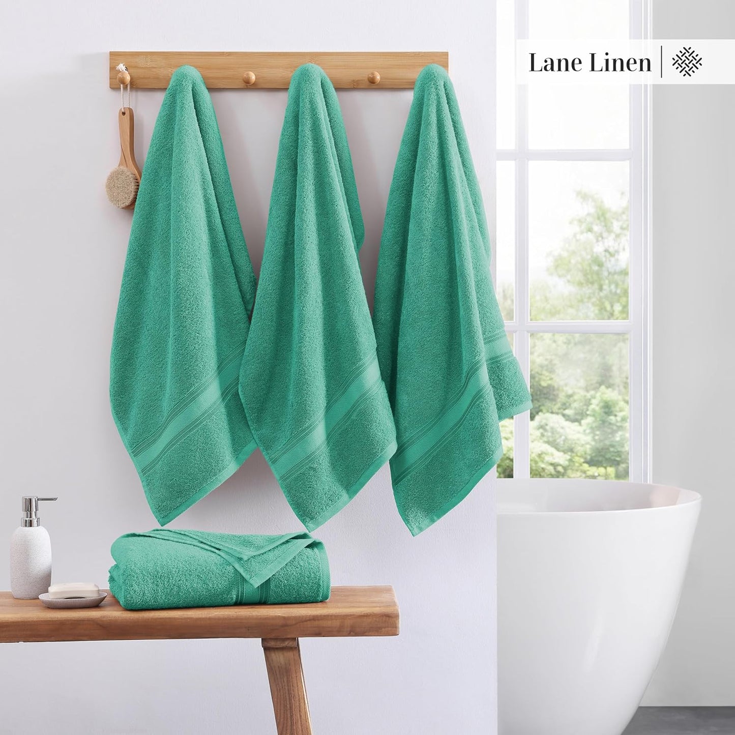 Lane Linen 100% Cotton Bath Towels 4 Pack (28"x54") - Zero Twist, Premium Cotton Large Towels Set for Bathroom - Quick Dry, Soft & Absorbent Large Bath Towel Set - Oeko Tex Certified, Pre Shrunk- Teal