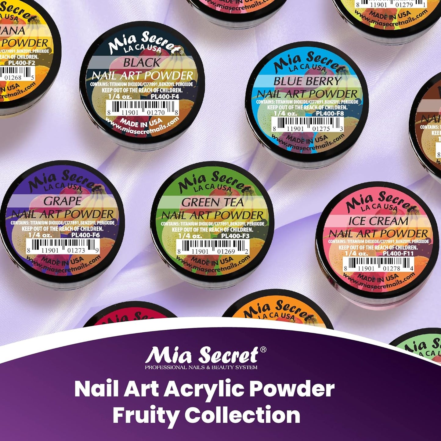Mia Secret -Fruity Collection Nail Acrylic Powder set of 12