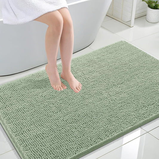 OLANLY Bathroom Rugs 44x32, Extra Soft Absorbent Chenille Bath Rugs, Rubber Backing Quick Dry, Machine Washable Bath Mats for Bathroom Floor, Tub and Shower, Home Decor Accessories, Sage Green