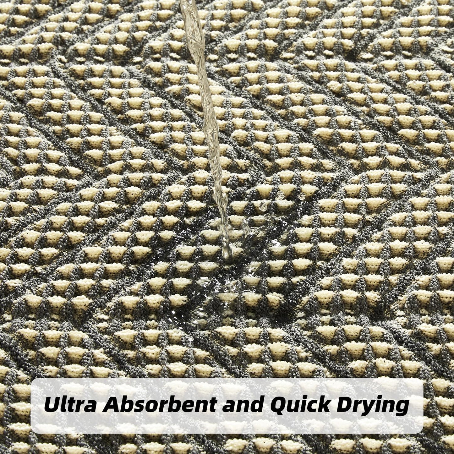 Bath Rugs Boho Bath Mat,Upgraded Waffle Bath mat,Super Absorbent Non Slip Bath Rugs,Machine Washable Rugs for Shower Room, Rubber Backing Bath Mats, Ultra Soft,Bluish Grey & Yellow,19"*48"