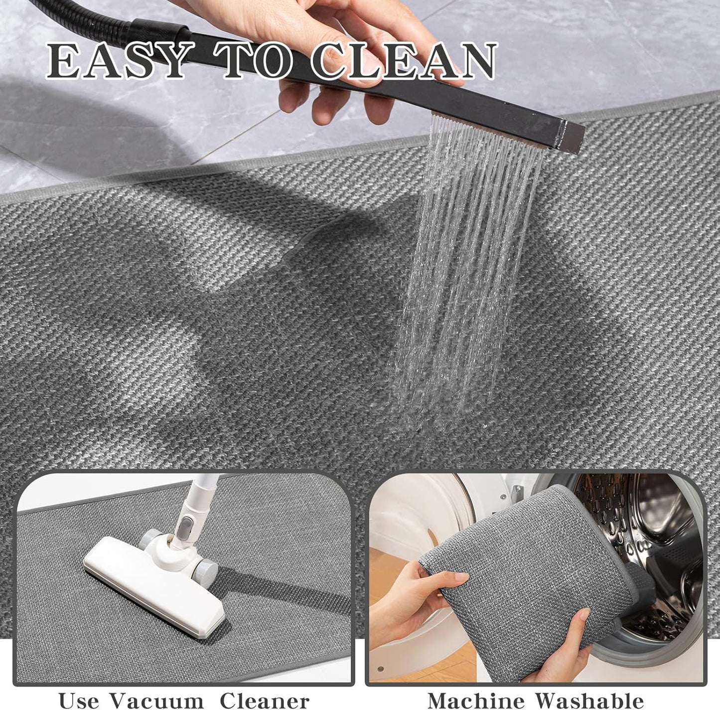 chakme Bath Mat 36x25, Ultra Thin Non Slip, Quick Dry Absorbent, Dark Grey, 36"x25"
