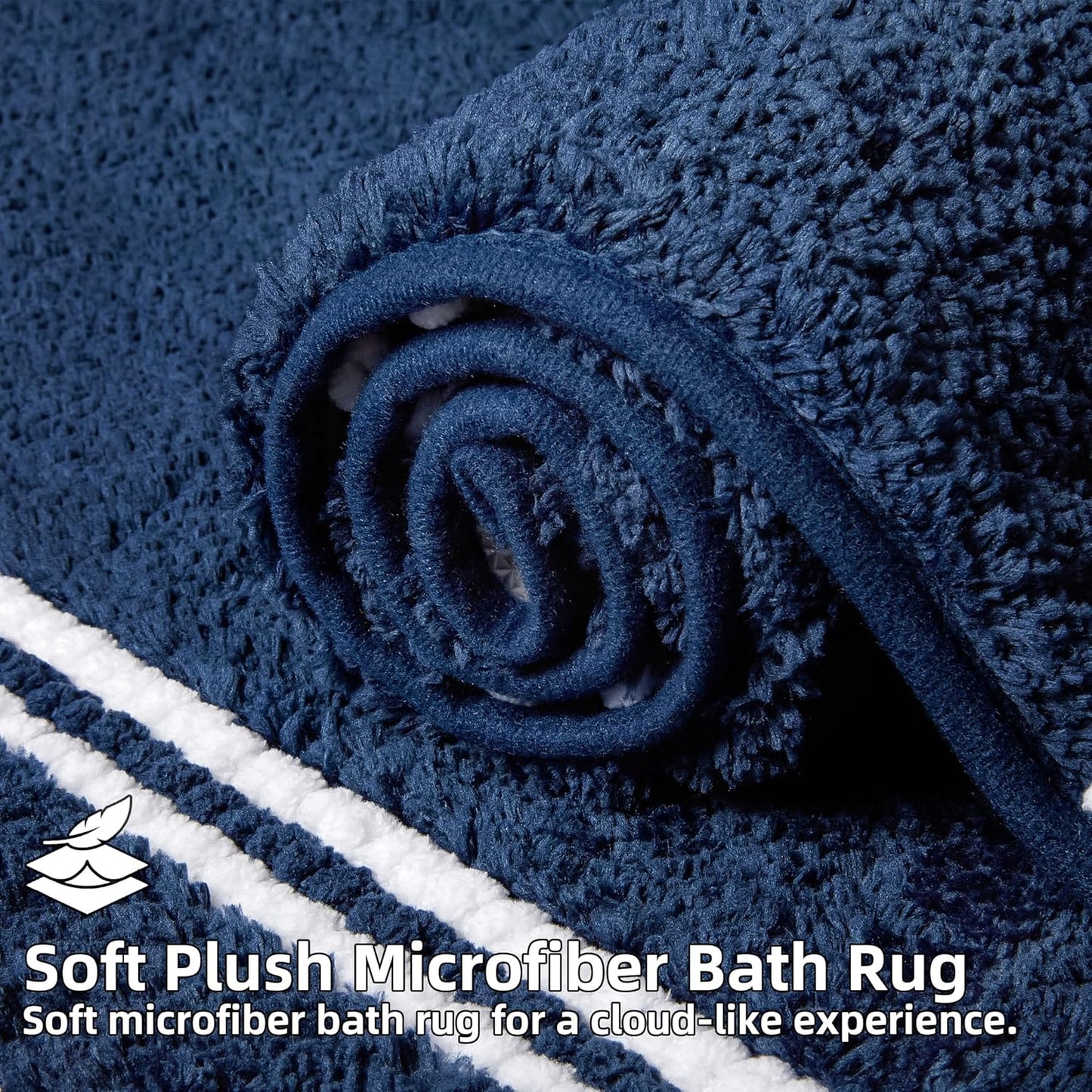 Bathroom Rugs 24x36 Extra Soft Absorbent Bath Mat Chenille Non Slip Shower Mat Rubber Backing Machine Washable Bath Mats for Bathroom Shaggy Blue Bath Rugs for Tub, Hallway