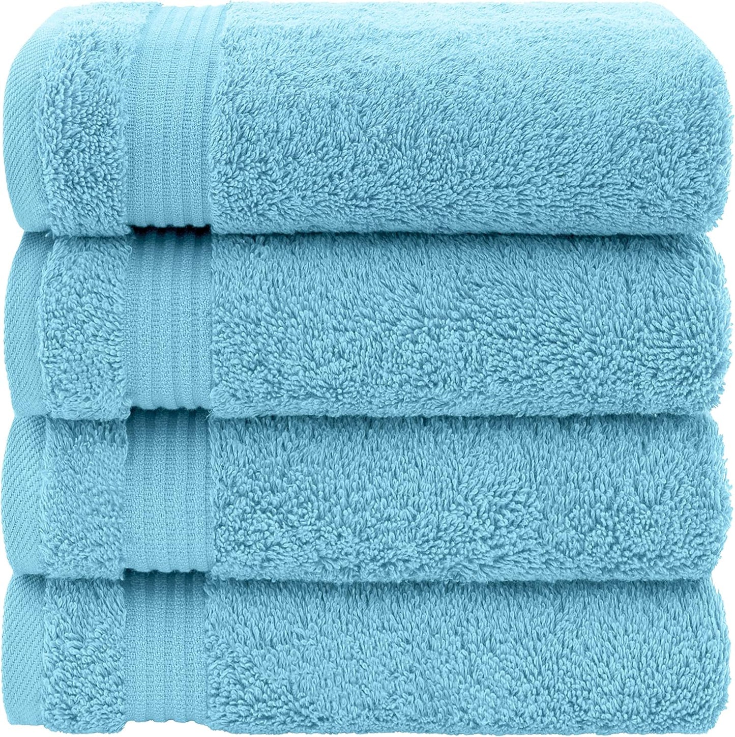 American Veteran Towel, Hand Towels for Bathroom Set of 4, 100% Cotton Turkish Hand Towel Sets, Soft Hand Face Towels, Sky Blue Hand Towels
