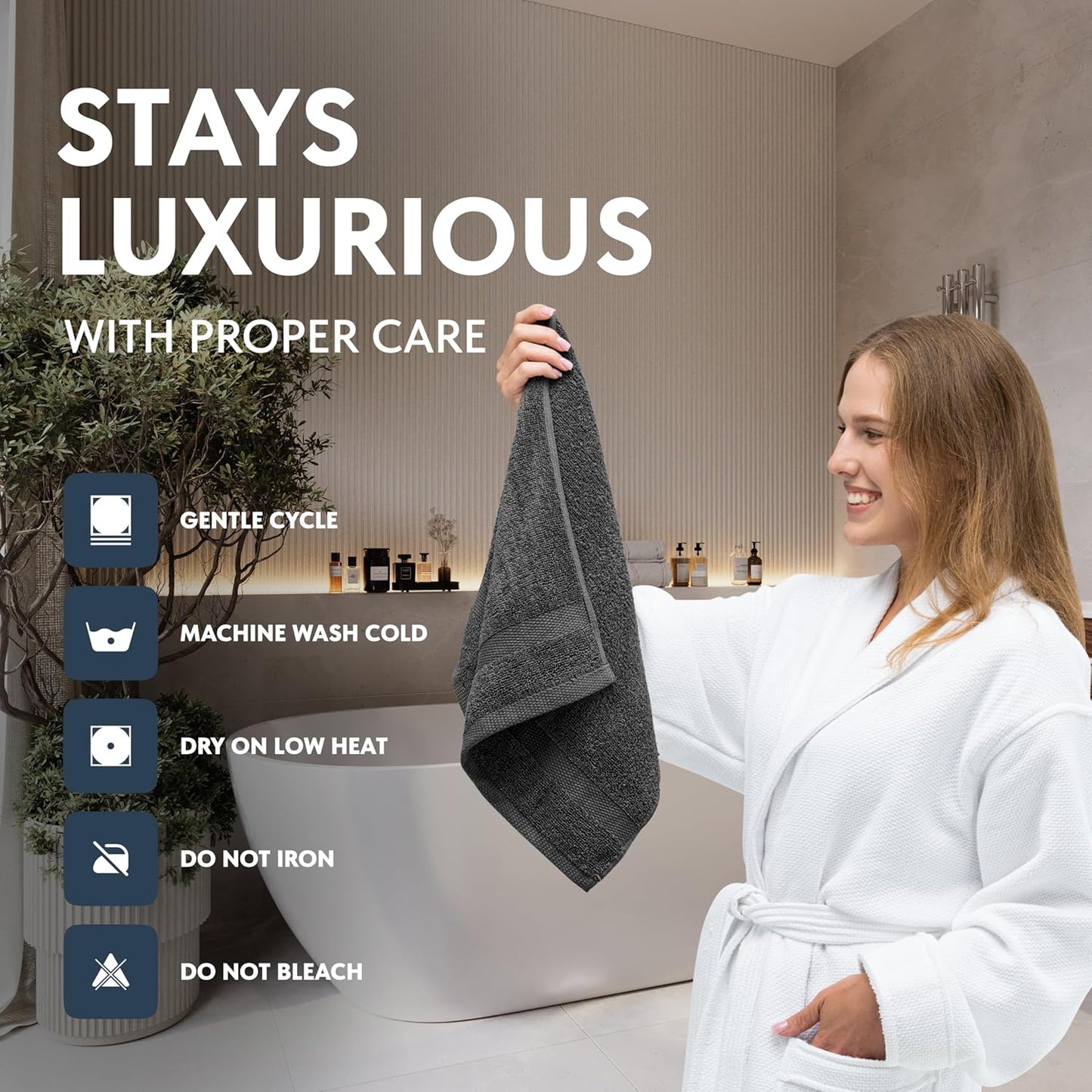 White Classic Luxury Charcoal Hand Towels - Soft 100% Turkish Cotton | Highly Absorbent Hotel spa Bathroom Towel Collection | 16x30 Inch | Set of 6