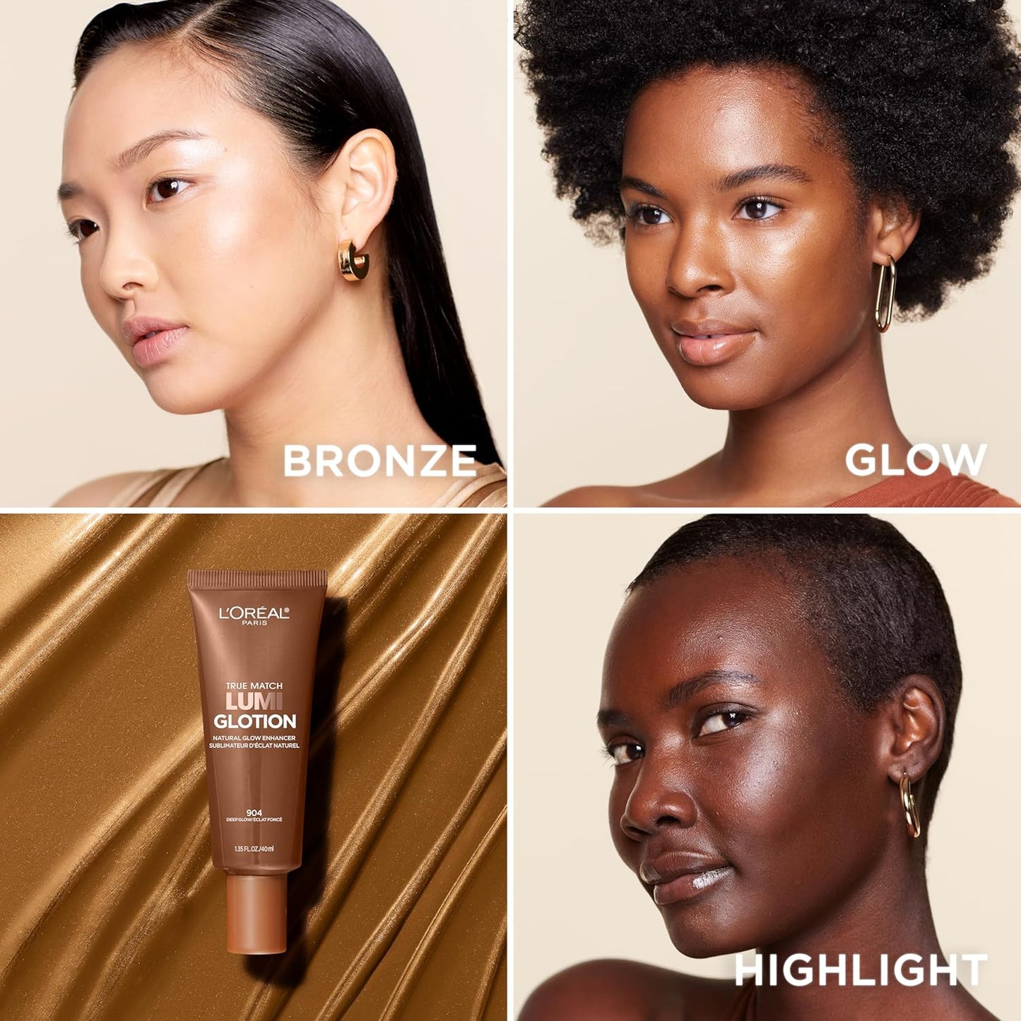 L’Oréal Paris True Match Lumi Glotion Medium and Deep Bundle, Highlighter and Bronzer For Radiant Glow, Pack of 2