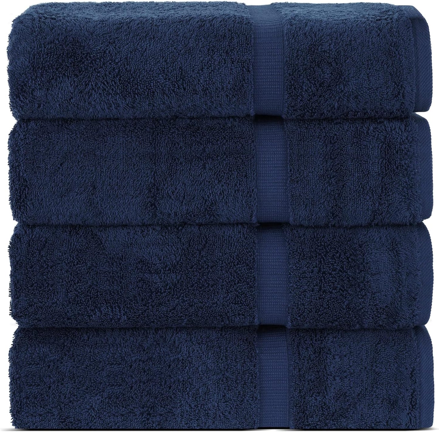 Chakir Turkish Linens | Hotel & Spa Quality 100% Cotton Premium Turkish Towels | Soft & Absorbent (4-Piece Bath Towels, Navy)