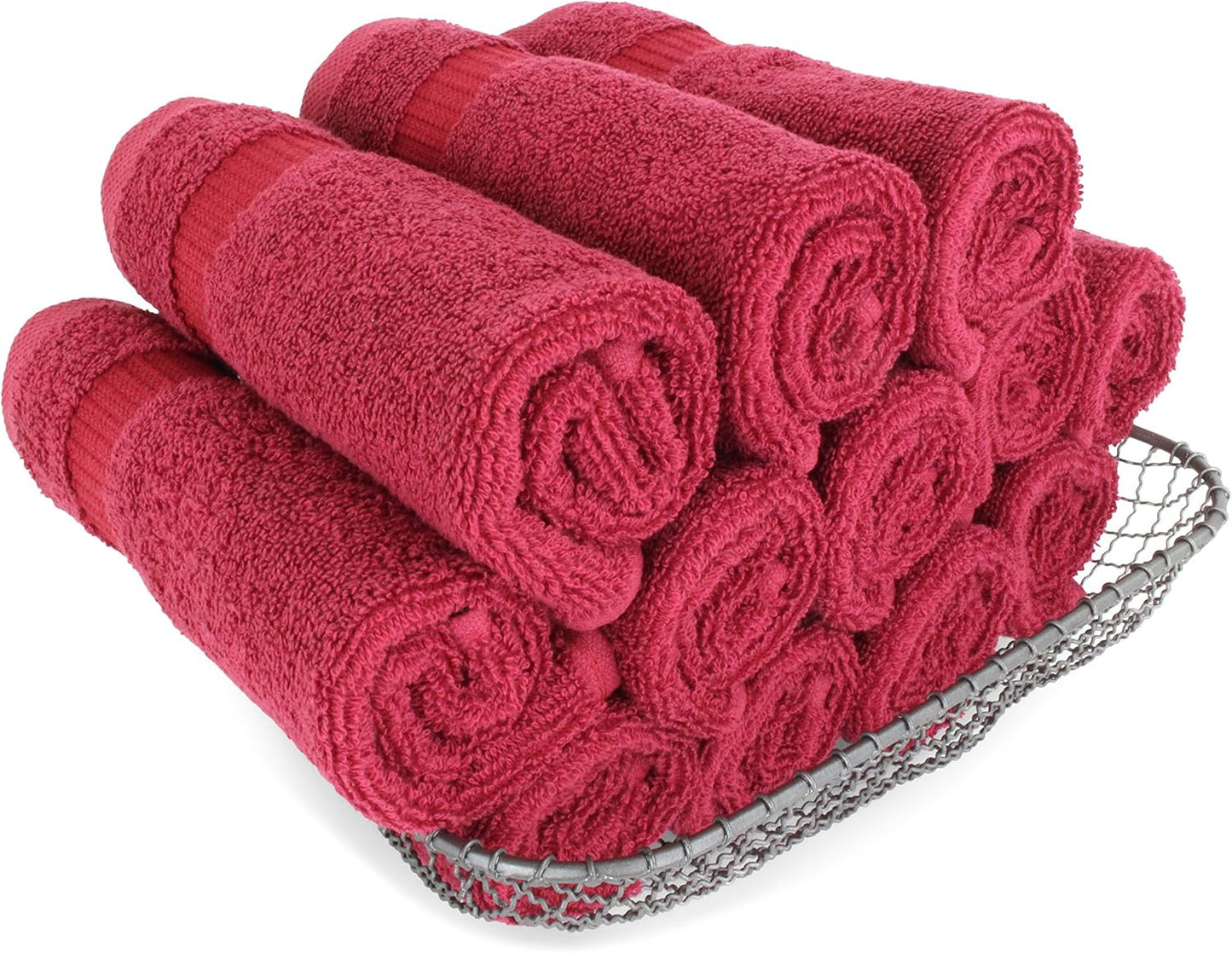SALBAKOS 100% Turkish Cotton Washcloth Set of 12 13x13 inch | Heirloom Quality | Hotel & Spa Collection | Ultra Soft, Super Absorbent, Washcloth Towels | Made in Turkey (Wine, 12 Washcloths)