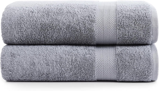 LANE LINEN 100% Cotton Oversized Bath Towels Set of 2 (35"x66") - Ring Spun Cotton Oversized Towels - Quick Dry, Soft & Absorbent Extra Large Bath Towel Set - Dorm Essentials for Girls - Space Grey