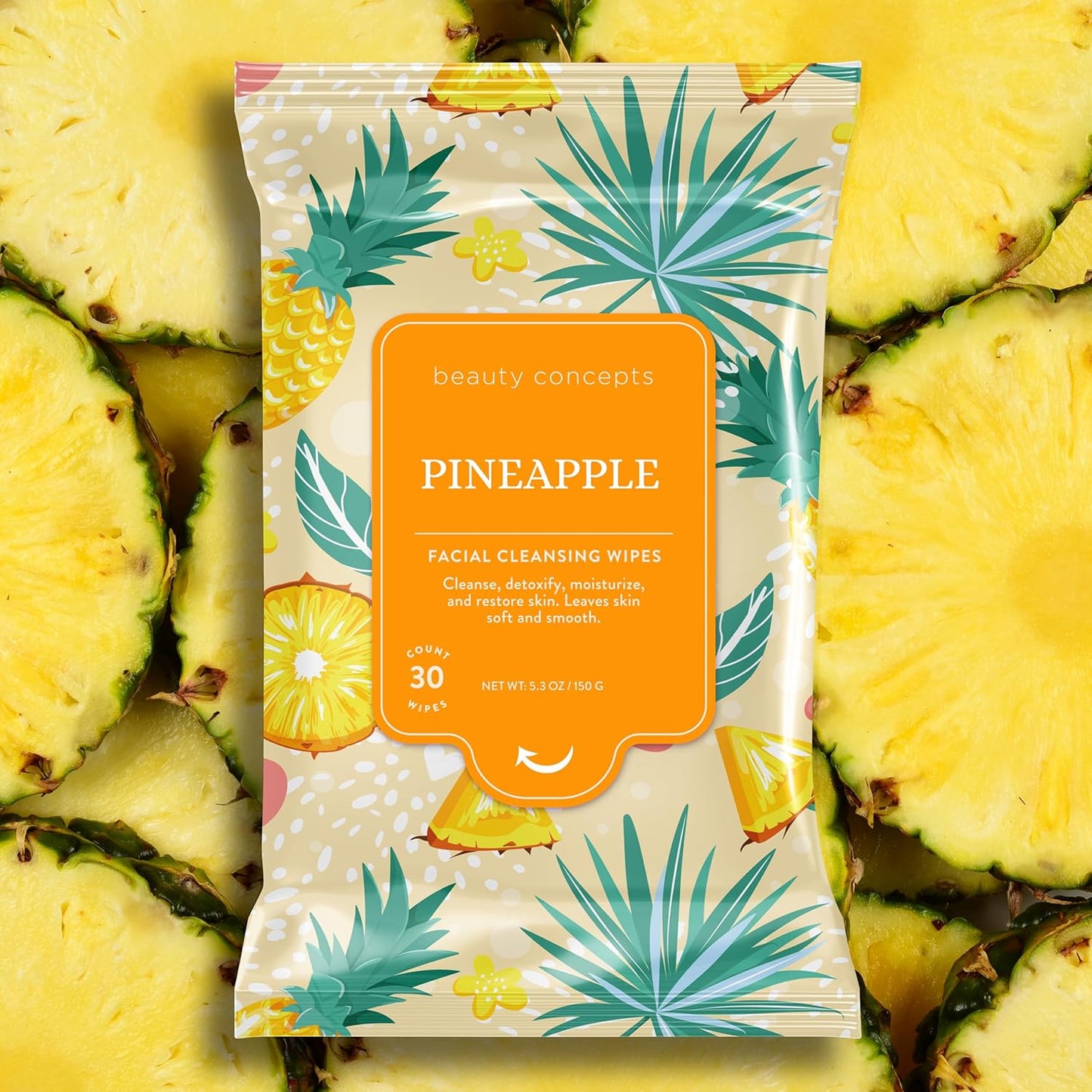 Beauty Concepts Facial Wipe Set - Packs of Face Wipes, Makeup Removing Wipes, Peach, Pineapple, Green Apple, Strawberry
