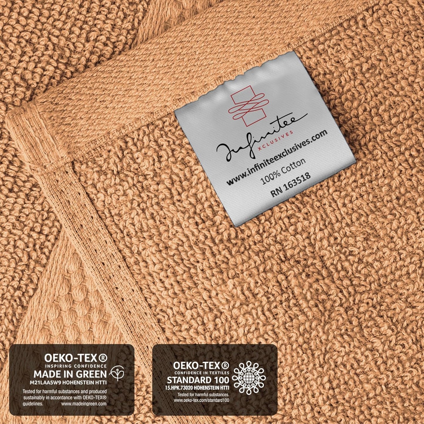 Infinitee Xclusives Luxury Wash Cloths for Showering [13x13] – 100% Cotton Washcloths [Pack of 12], Soft and Absorbent Face Towels for Bathroom Wash Clothes, Gym, and Spa (Cosmic Sand)