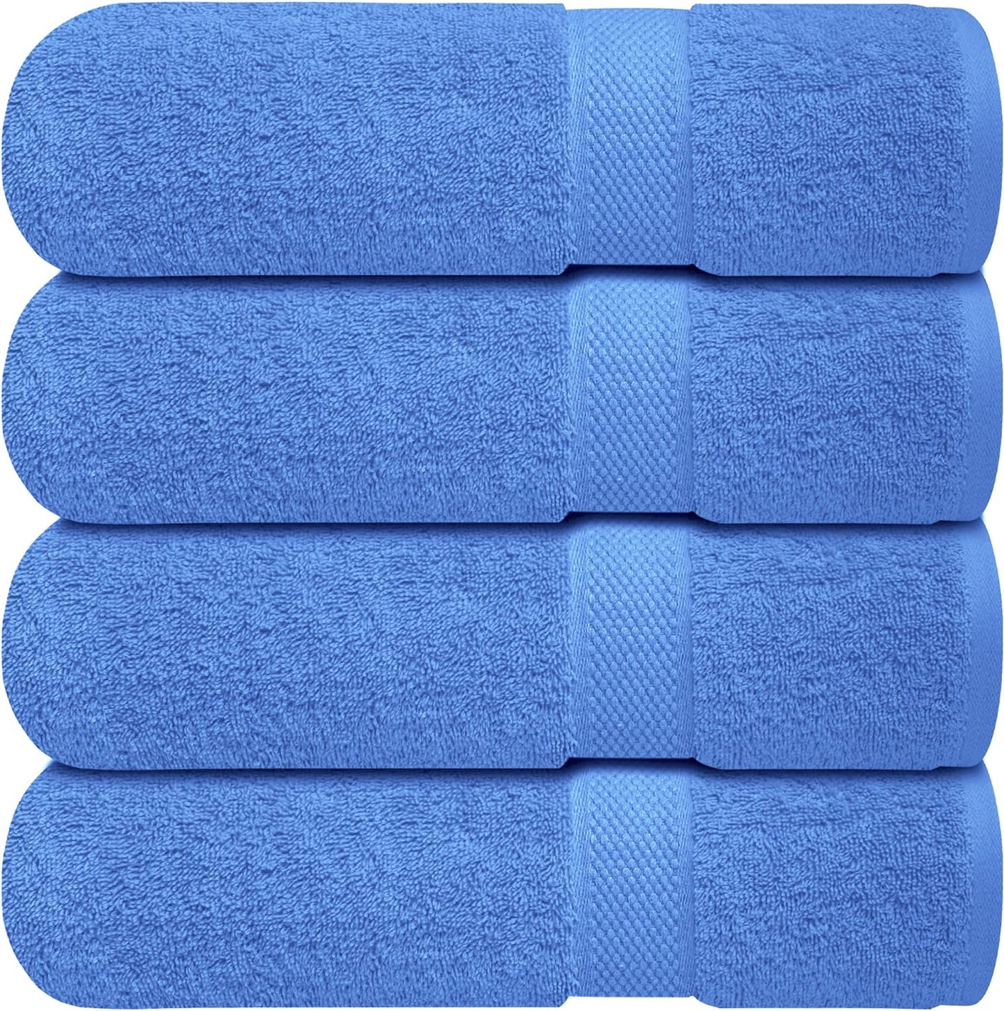 Infinitee Xclusives Luxury 100% Ring-Spun Cotton Bath Towels Set of 4 (27x54 inches) – Soft, Absorbent & Quick-Drying Towels for Bathroom, Gym, Spa & Hotel Use (Eloquent Blue, Bath Towels)