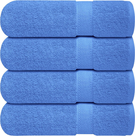 Infinitee Xclusives Luxury 100% Ring-Spun Cotton Bath Towels Set of 4 (27x54 inches) – Soft, Absorbent & Quick-Drying Towels for Bathroom, Gym, Spa & Hotel Use (Eloquent Blue, Bath Towels)